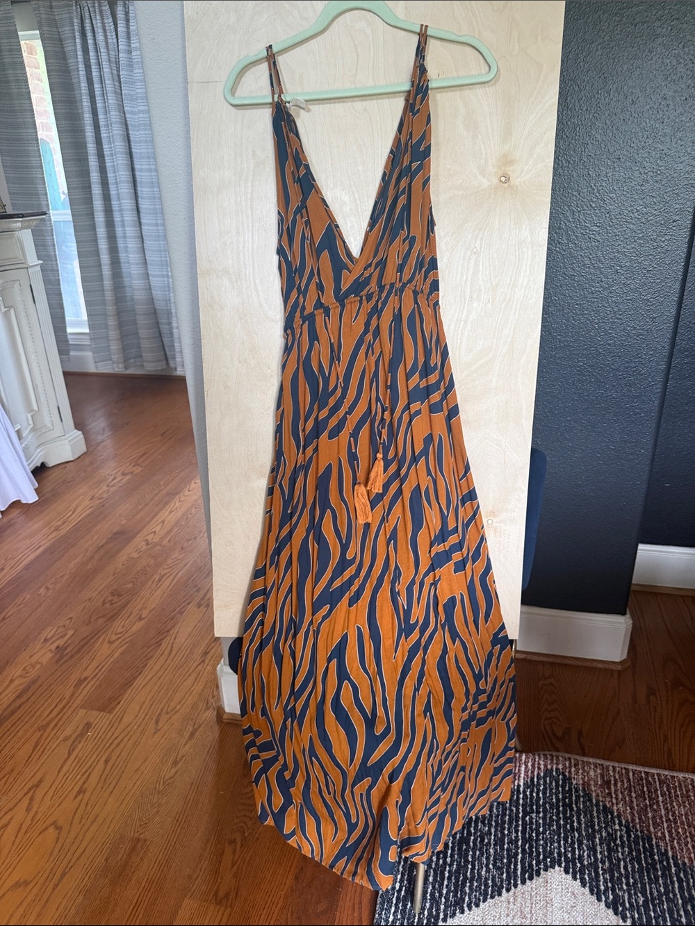 Elan Rust and Black Zebra-Stripe Maxi Dress - Picture 3 of 4